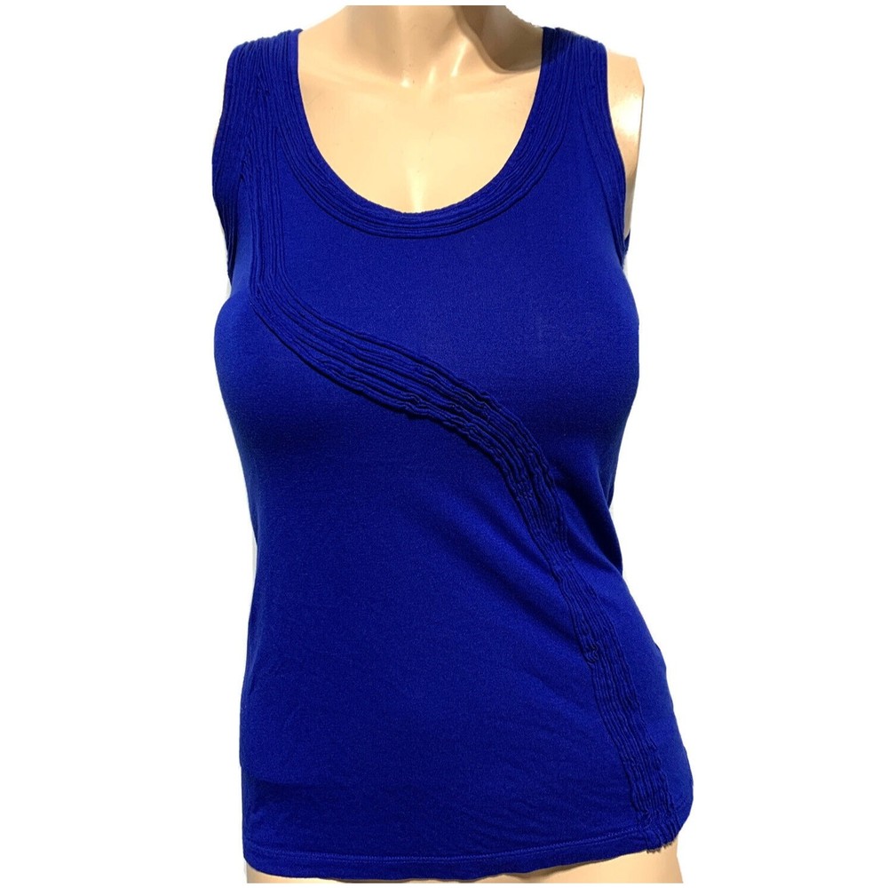 Isabella Rodriguez Top Blue Sleeveless Tank Scoop Neck Lightweight Size XS